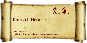 Karsai Henrik névjegykártya